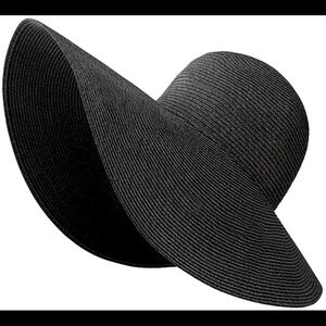 Goth Sun With Print Elegant Black Wide Brim Hat